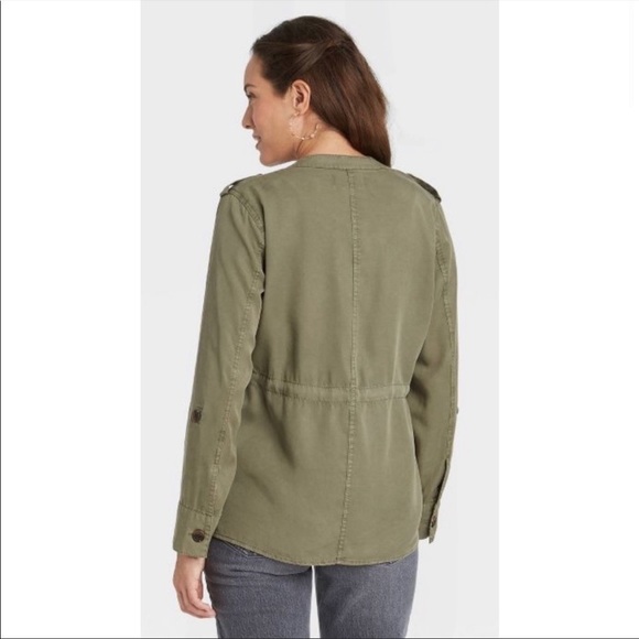 NWT Knox Rose Draped Cargo Jacket Top Lightweight Pockets Green Size Small - Picture 3 of 10